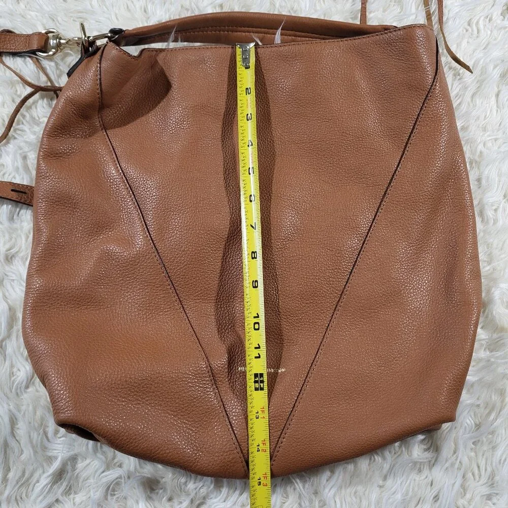 Rebecca Minkoff Brown Leather Moto Hobo Tassel Fringe Shoulder Bag